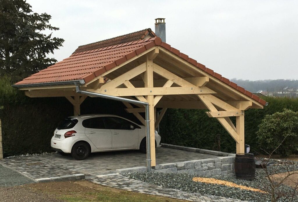 Carport en construction bois à Belfort - Paysage comtois